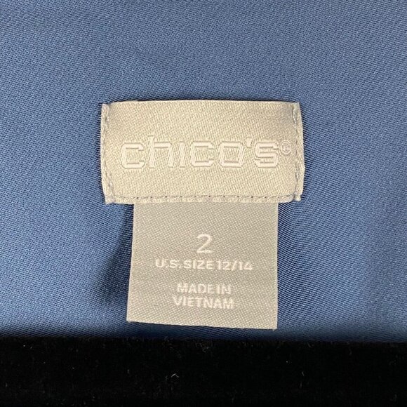 Chicos Blouse Shirt Blue Modal V Neck Long Sleeve Size 2 - US 12/14 - Picture 3 of 9